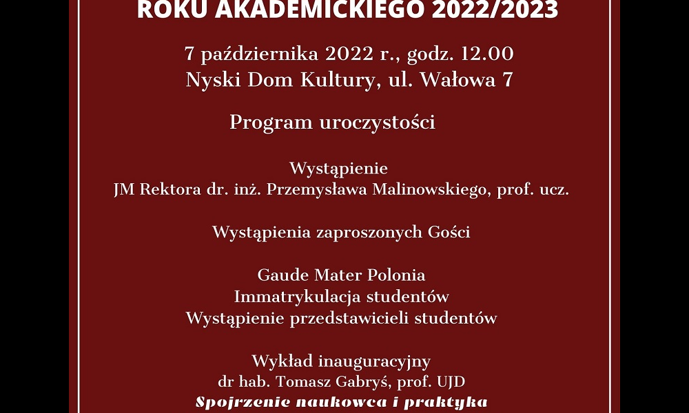 Uroczysta Inauguracja Roku Akademickiego