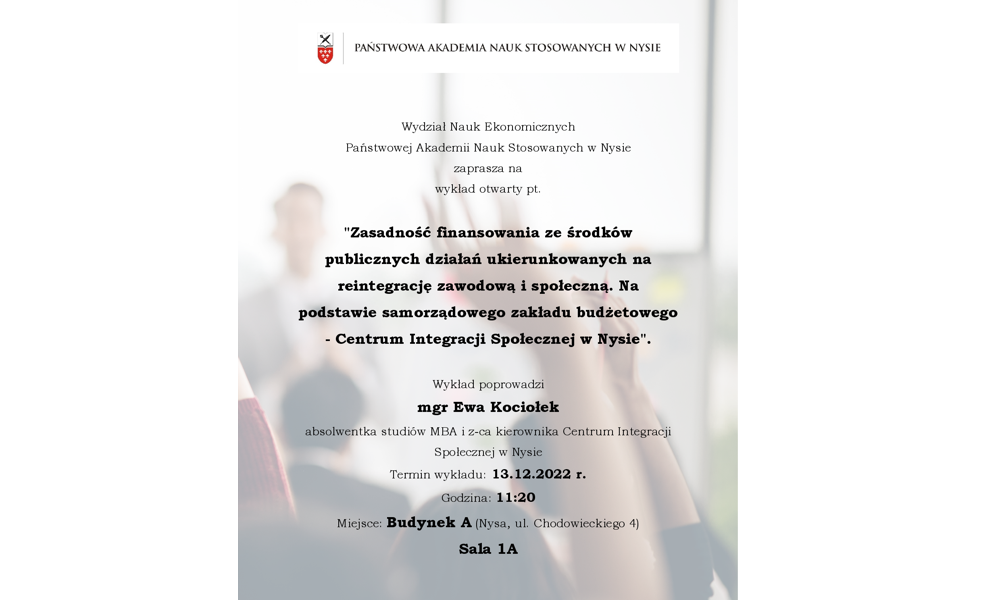 Wydział Nauk Ekonomicznych zaprasza na wykład otwarty