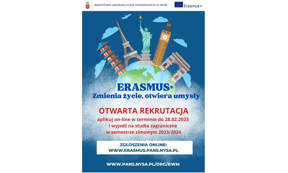 Otwarta rekrutacja dla studentów na wyjazdy na studia w ramach Programu Erasmus+ (projekt K131 – kraje UE)