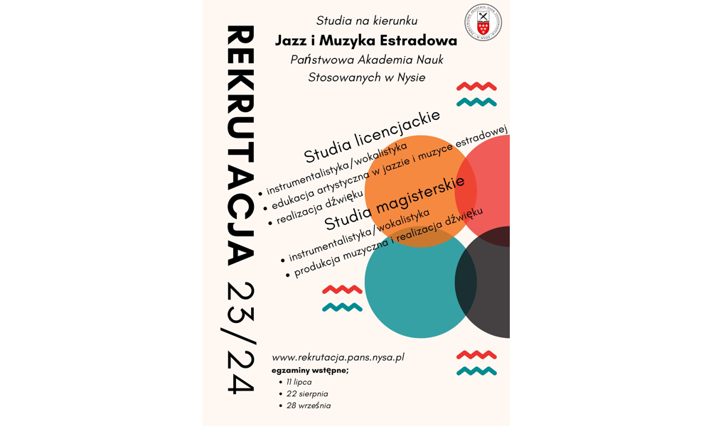 Zapraszamy kandydatów na studia na kierunku JAZZ I MUZYKA ESTRADOWA