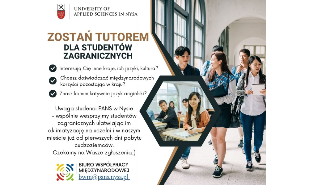 Zapraszamy studentów PANS w Nysie do udziału w Programie Erasmus+Tutor!