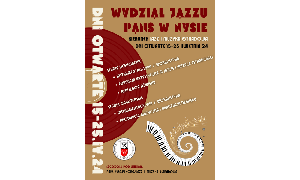 Dni otwarte Wydziału Jazzu 15-25 kwietnia 2024