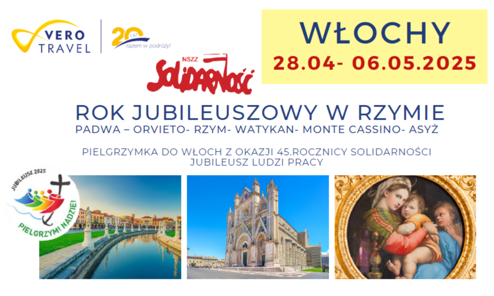 Pielgrzymka do Rzymu z okazji 45. rocznicy “Solidarności”