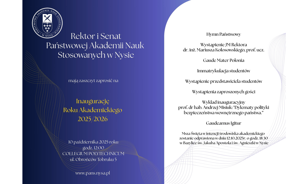 Inauguracja Roku Akademickiego 2025/2026, 10 października 2025r.