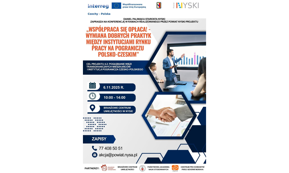 Konferencja polsko-czeska o współpracy na pograniczu – PANS w Nysie wśród partnerów wydarzenia