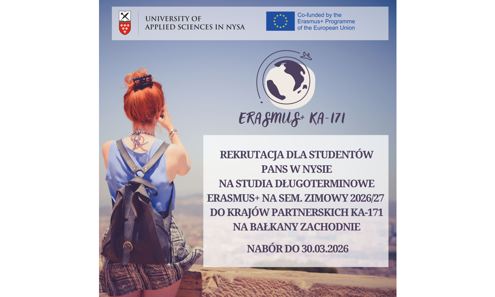 Rekrutacja KA-171 dla studentów PANS w Nysie na studia ERASMUS+ do krajów partnerskich na Bałkany Zachodnie. Nabór do 30.03.2026 r.
