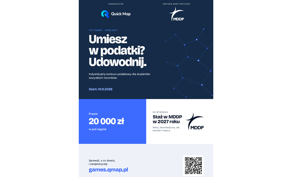 Ogólnopolski konkurs podatkowy Tax Games 2026/2027 (partner: MDDP) – informacja dla studentów
