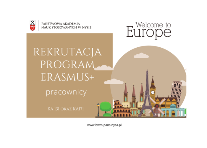 Rekrutacja pracowników ERASMUS+ KA-131 oraz KA-171.  Termin 30.03.2023r.