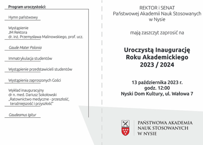 Uroczysta Inauguracja Roku Akademickiego