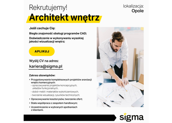 Ogłoszenie o pracę - Architekt wnętrz, Opole
