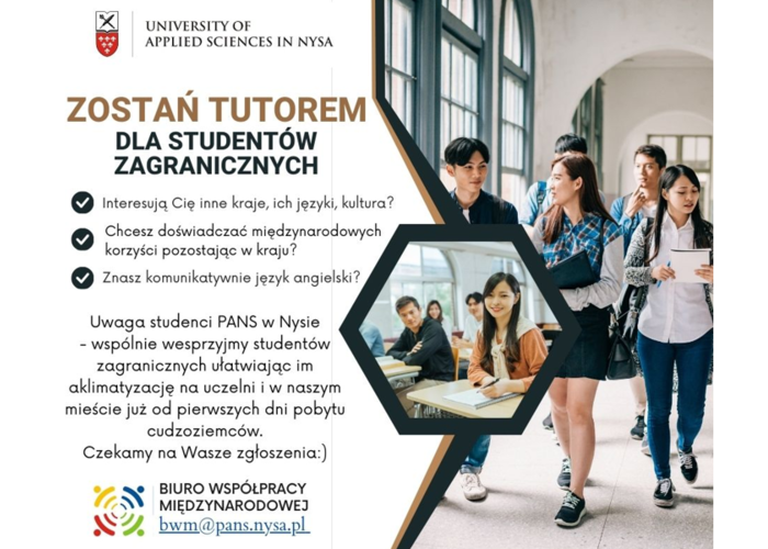 Zapraszamy studentów PANS w Nysie do udziału w Programie Erasmus+Tutor!