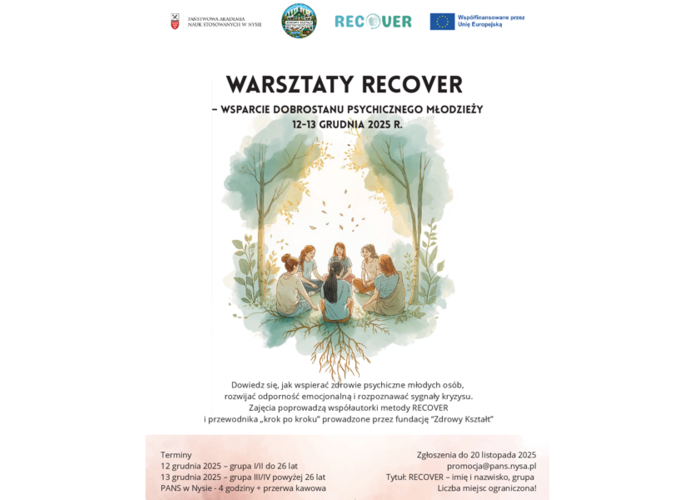Zaproszenie dla studentów kierunku Pedagogika na warsztaty RECOVER „Wsparcie dobrostanu psychicznego młodzieży”