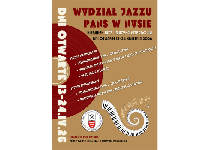 ZAPRASZAMY NA DNI OTWARTE WYDZIAŁU JAZZU PANS W NYSIE