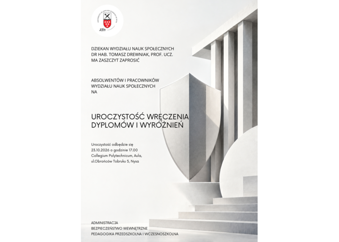 Uroczystość wręczenia dyplomów i wyróżnień na Wydziale Nauk Społecznych PANS w Nysie