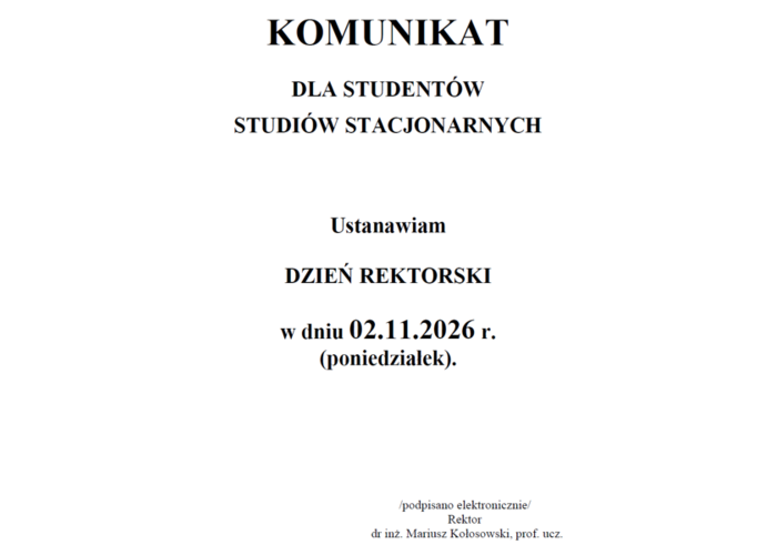 KOMUNIKAT DLA STUDENTÓW STUDIÓW STACJONARNYCH